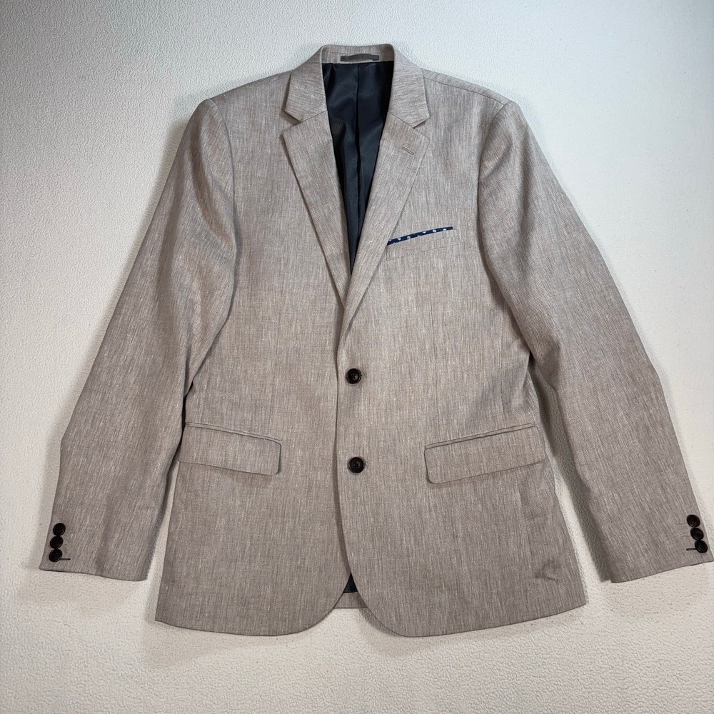 RW&CO. Preston Linen Blazer Men's 38 Beige Tailored Fit Sport Coat *LIGHT STAIN*